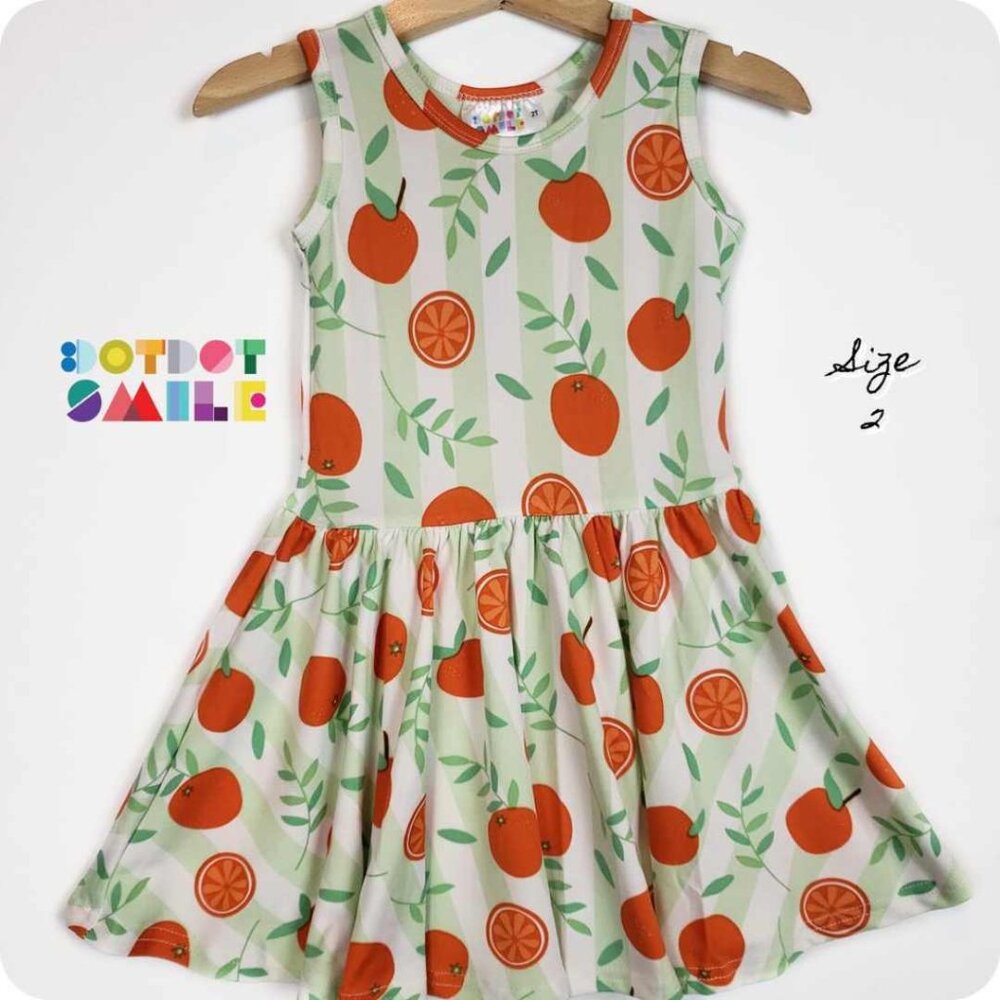 DotDotSmile Size 2t Classic Cap Dress - NWT Citrus Stripe Print
